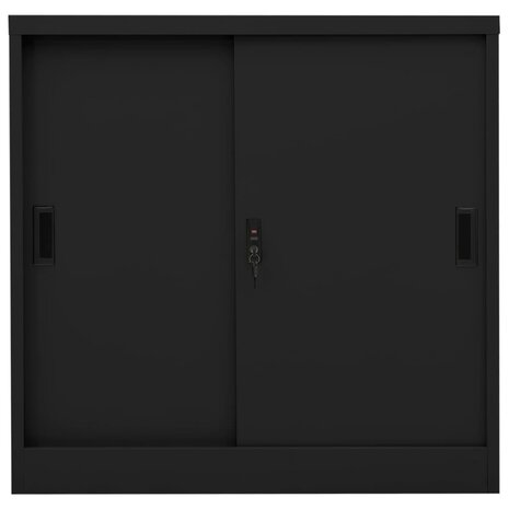 Kantoorkast met schuifdeuren 90x40x90 cm staal zwart 2