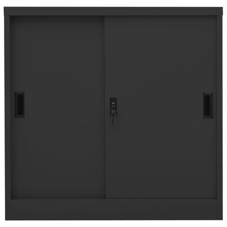 Kantoorkast met schuifdeuren 90x40x90 cm staal antracietkleurig 2