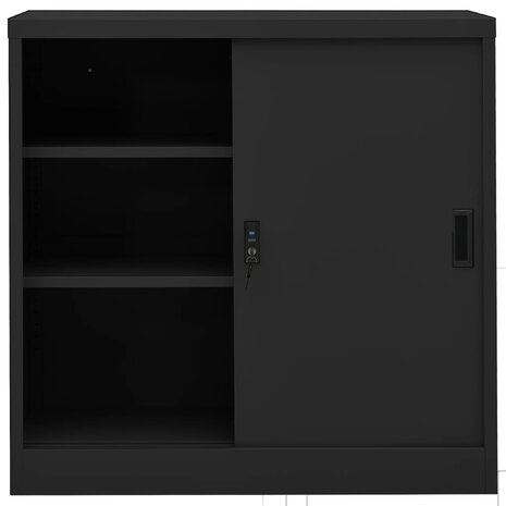 Kantoorkast met schuifdeuren 90x40x90 cm staal antracietkleurig 3