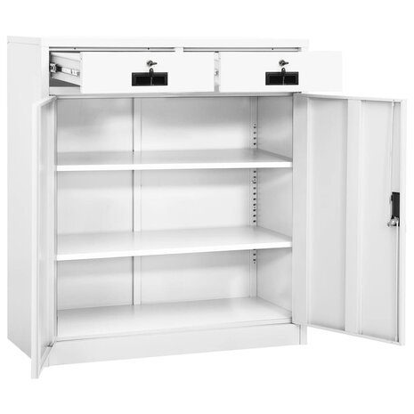Kantoorkast 90x40x102 cm staal wit 7