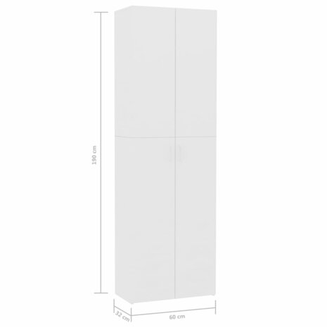 Kantoorkast 60x32x190 cm bewerkt hout wit 8