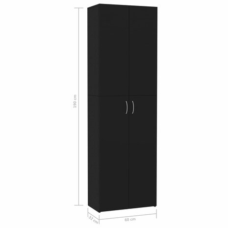 Kantoorkast 60x32x190 cm bewerkt hout zwart 8
