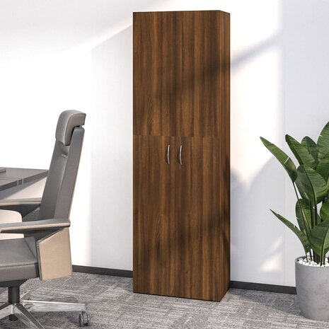 Kantoorkast 60x32x190 cm bewerkt hout bruin eikenkleur 1