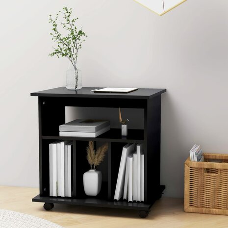 Rolkast 60x45x60 cm bewerkt hout zwart 3