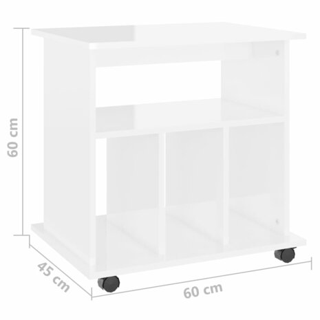 Rolkast 60x45x60 cm bewerkt hout hoogglans wit 7