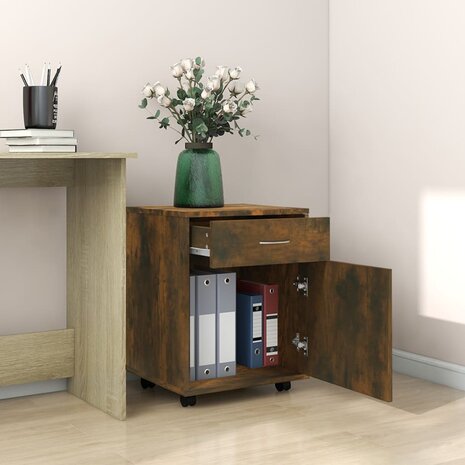 Rolkast 45x38x54 cm bewerkt hout gerookt eikenkleurig 3