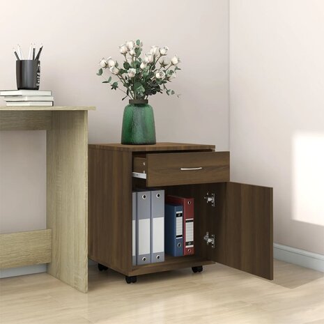 Rolkast 45x38x54 cm bewerkt hout bruin eikenkleur 3