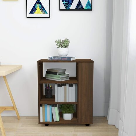 Rolkast 60x35x75 cm bewerkt hout bruin eikenkleur 4