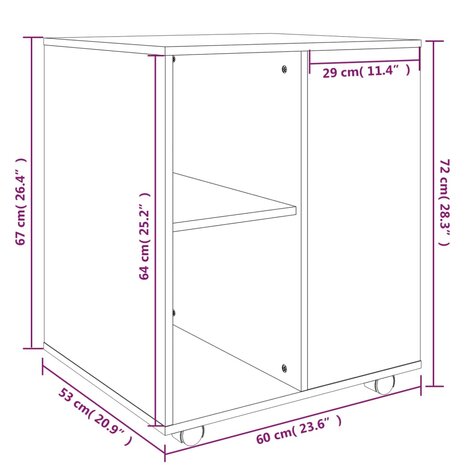 Rolkast 60x53x72 cm bewerkt hout gerookt eikenkleurig 9