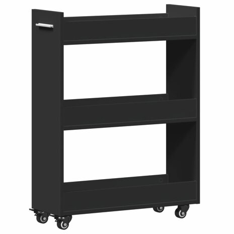 Kast met wieltjes 60x22x79 bewerkt hout zwart 7