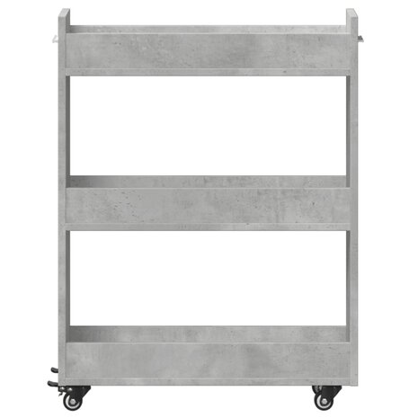 Kast met wieltjes 60x22x79 bewerkt hout betongrijs 5