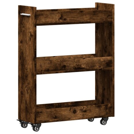 Kast met wieltjes 60x22x79 bewerkt hout gerookt eikenkleurig 2