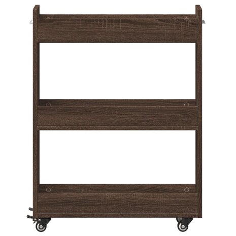 Kast met wieltjes 60x22x79 bewerkt hout bruin eikenkleurig 5