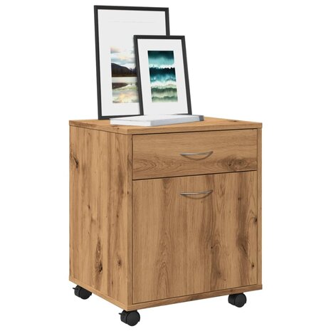 Rolkast 45x38x54 cm bewerkt hout artisanaal eikenkleur 1