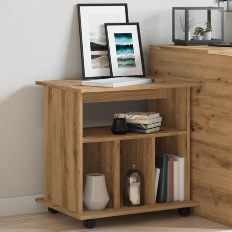 Rolkast 60x45x60 cm bewerkt hout artisanaal eikenkleurig 4