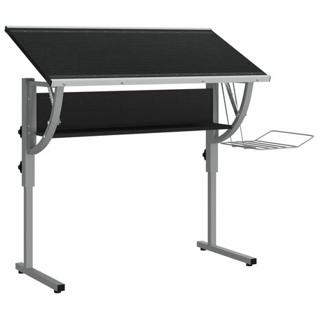 Tekentafel 110x53x(58-87) cm bewerkt hout en staal zwart/grijs 5