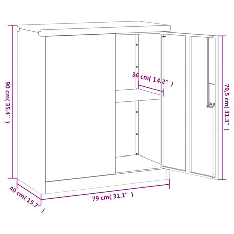 Archiefkast 79x40x90 cm staal antracietkleurig 9