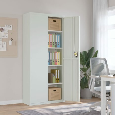 Archiefkast 90x40x200 cm staal lichtgrijs 1