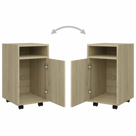 Bijzetkast met wielen 33x38x60 cm bewerkt hout sonoma eiken 7
