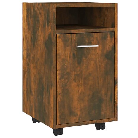 Bijzetkast met wielen 33x38x60 cm bewerkt hout gerookt eiken 2