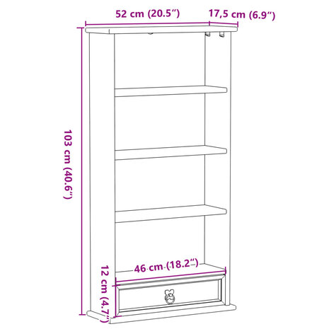 Cd-kast Corona 52x17,5x103 cm massief grenenhout 9