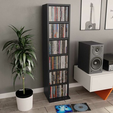Cd-kast 21x20x88 cm bewerkt hout zwart 1