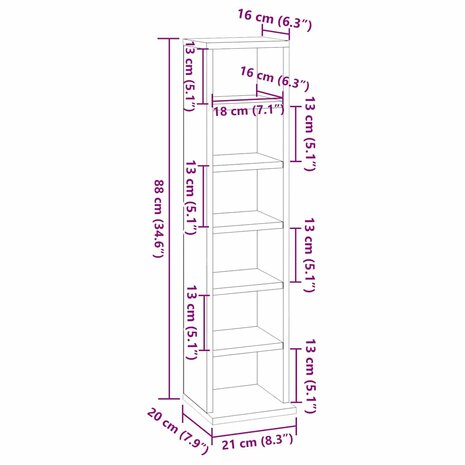 Cd-kast 21x20x88 cm bewerkt hout zwart 6