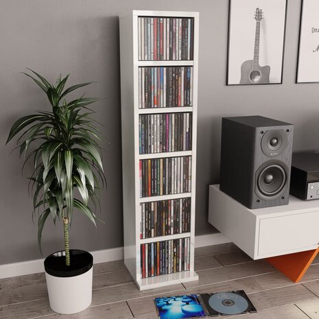 Cd-kast 21x20x88 cm bewerkt hout hoogglans wit 1