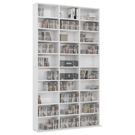 Cd-kast 102x16x177,5 cm bewerkt hout hoogglans wit 3