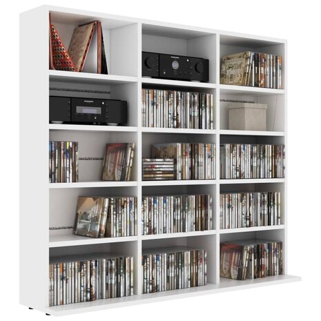 Cd-kast 102x23x89,5 cm bewerkt hout wit 3