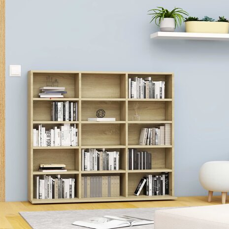 Cd-kast 102x23x89,5 cm bewerkt hout sonoma eikenkleurig 1