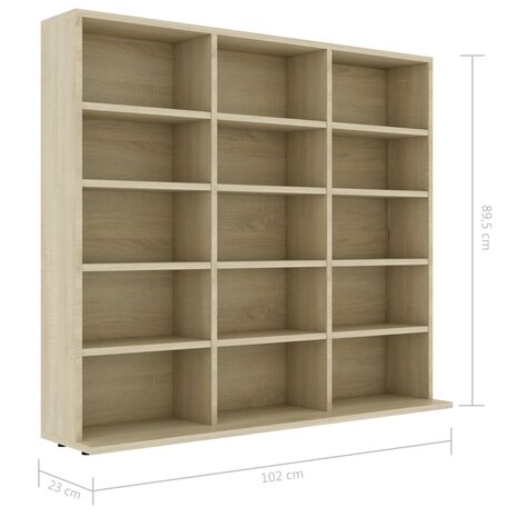 Cd-kast 102x23x89,5 cm bewerkt hout sonoma eikenkleurig 6