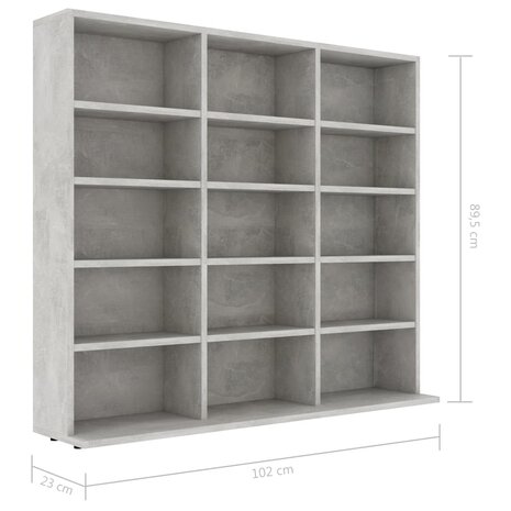 Cd-kast 102x23x89,5 cm bewerkt hout betongrijs 6