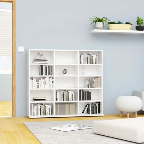 Cd-kast 102x23x89,5 cm bewerkt hout hoogglans wit 1