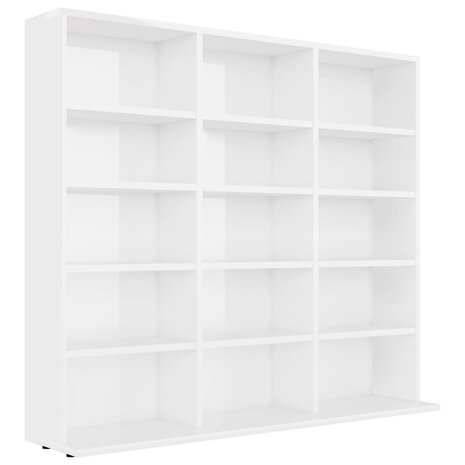 Cd-kast 102x23x89,5 cm bewerkt hout hoogglans wit 2