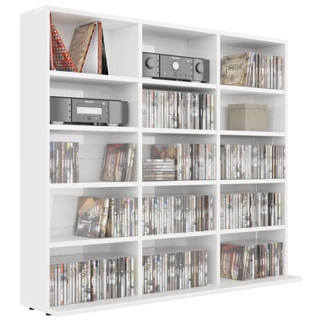Cd-kast 102x23x89,5 cm bewerkt hout hoogglans wit 3