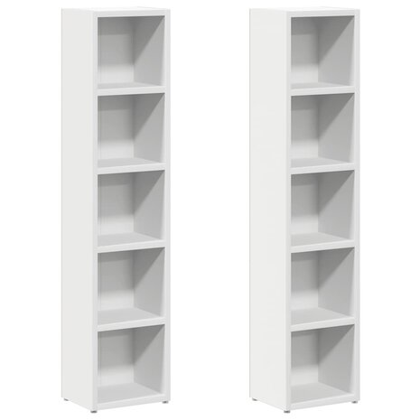 Cd-kasten 2 st 21x16x93,5 bewerkt hout wit 2