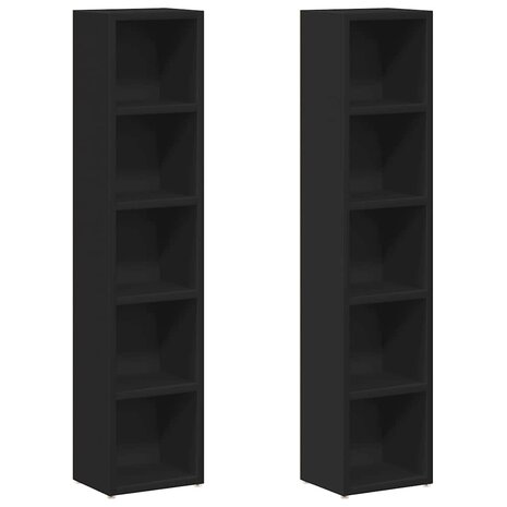 Cd-kasten 2 st 21x16x93,5 spaanplaat zwart 2
