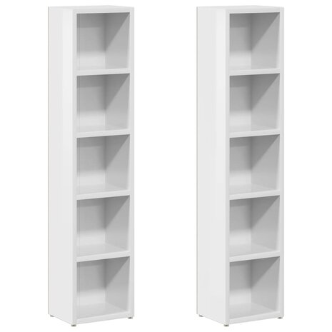 Cd-kasten 2 st 21x16x93,5 spaanplaat hoogglans wit 2