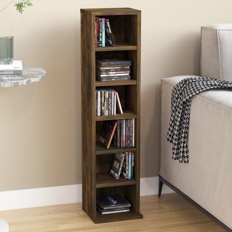 Cd-kast 21x20x88 cm bewerkt hout gerookt eikenkleurig 1