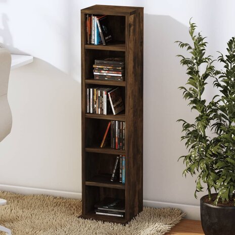 Cd-kast 21x20x88 cm bewerkt hout gerookt eikenkleurig 3
