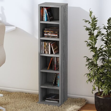 Cd-kast 21x20x88 cm bewerkt hout grijs sonoma eikenkleurig 3