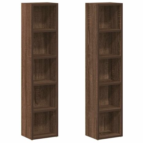 CD-kasten 2 st 21x16x93,5 bewerkt hout bruin eikenkleur 2