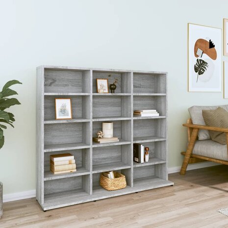 Cd-kast 102x23x89,5 cm bewerkt hout grijs sonoma eikenkleurig 1