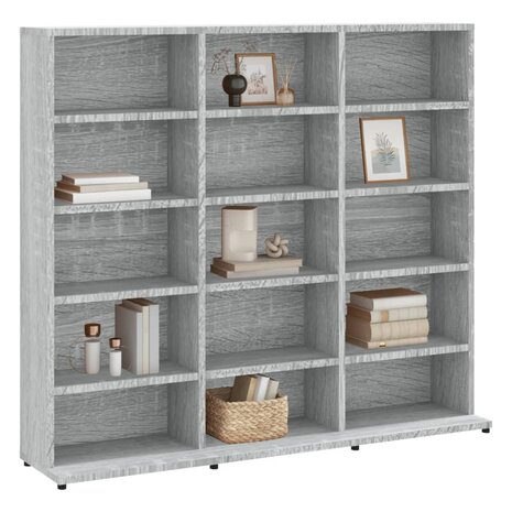 Cd-kast 102x23x89,5 cm bewerkt hout grijs sonoma eikenkleurig 3