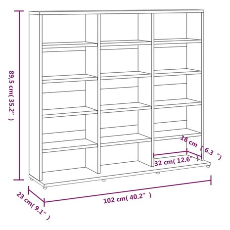 Cd-kast 102x23x89,5 cm bewerkt hout grijs sonoma eikenkleurig 7