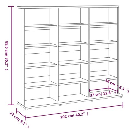 Cd-kast 102x23x89,5 cm bewerkt hout bruin eikenkleur 7