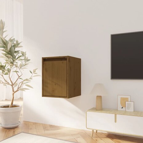 Wandkast 30x30x40 cm massief grenenhout honingbruin 1