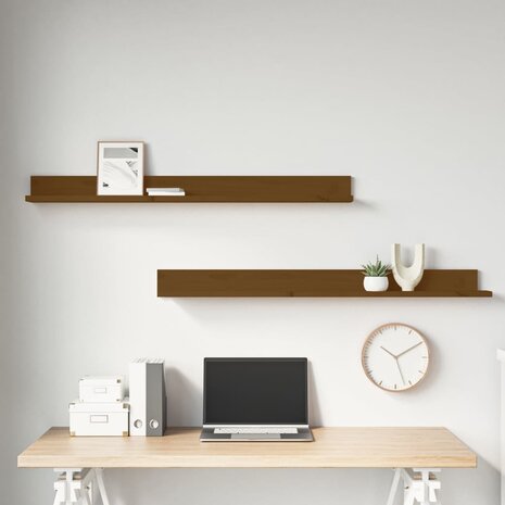 Wandkasten 2 st 110x11x9 cm massief grenenhout honingbruin 5