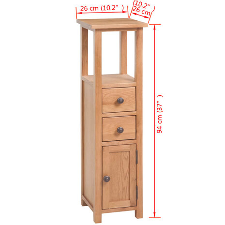 Hoekkast 26x26x94 cm massief eikenhout 6
